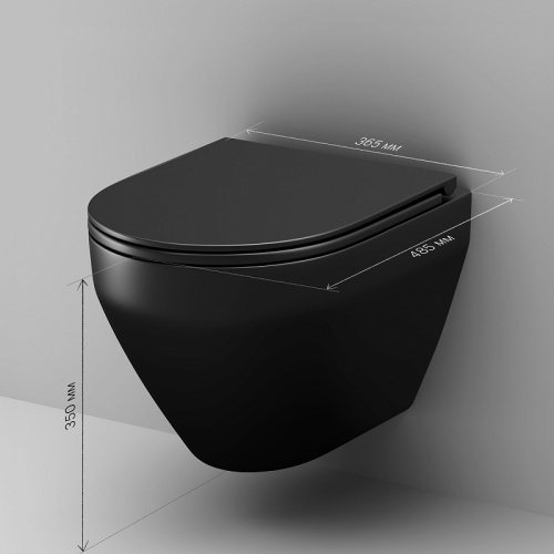 Подвесной унитаз Am.Pm Spirit V2.0 C701700MBSC черный матовый, FlashClean безободковый с сиденьем микролифт