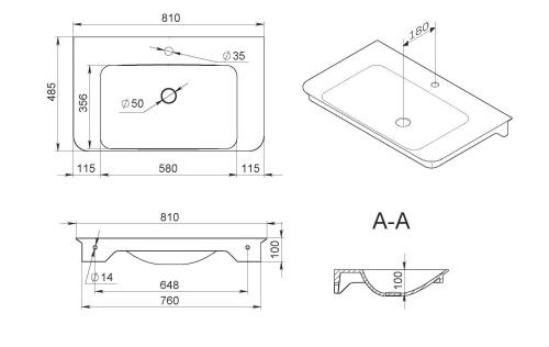 Раковина мебельная 80 Am.Pm Sensation M30WPC0801WG белый, литой мрамор