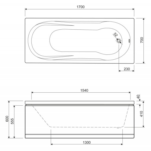 Боковая панель для акриловой ванны Riho 750х50х550 MODENA-75-SP