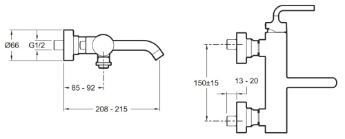 Смеситель для ванны Jacob Delafon Purist E14589-4A-CP хром, не поворотный излив (123мм)