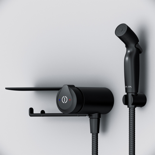 Гигиенический душ со смесителем Am.Pm X-Joy F0H85A822 черный, встраиваемый, полка, шланг 1200, держатель туалетной бумаги