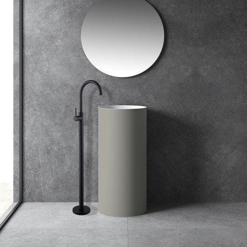 Смеситель для раковины ABBER Wasser Kreis AF8141B напольный, черный матовый