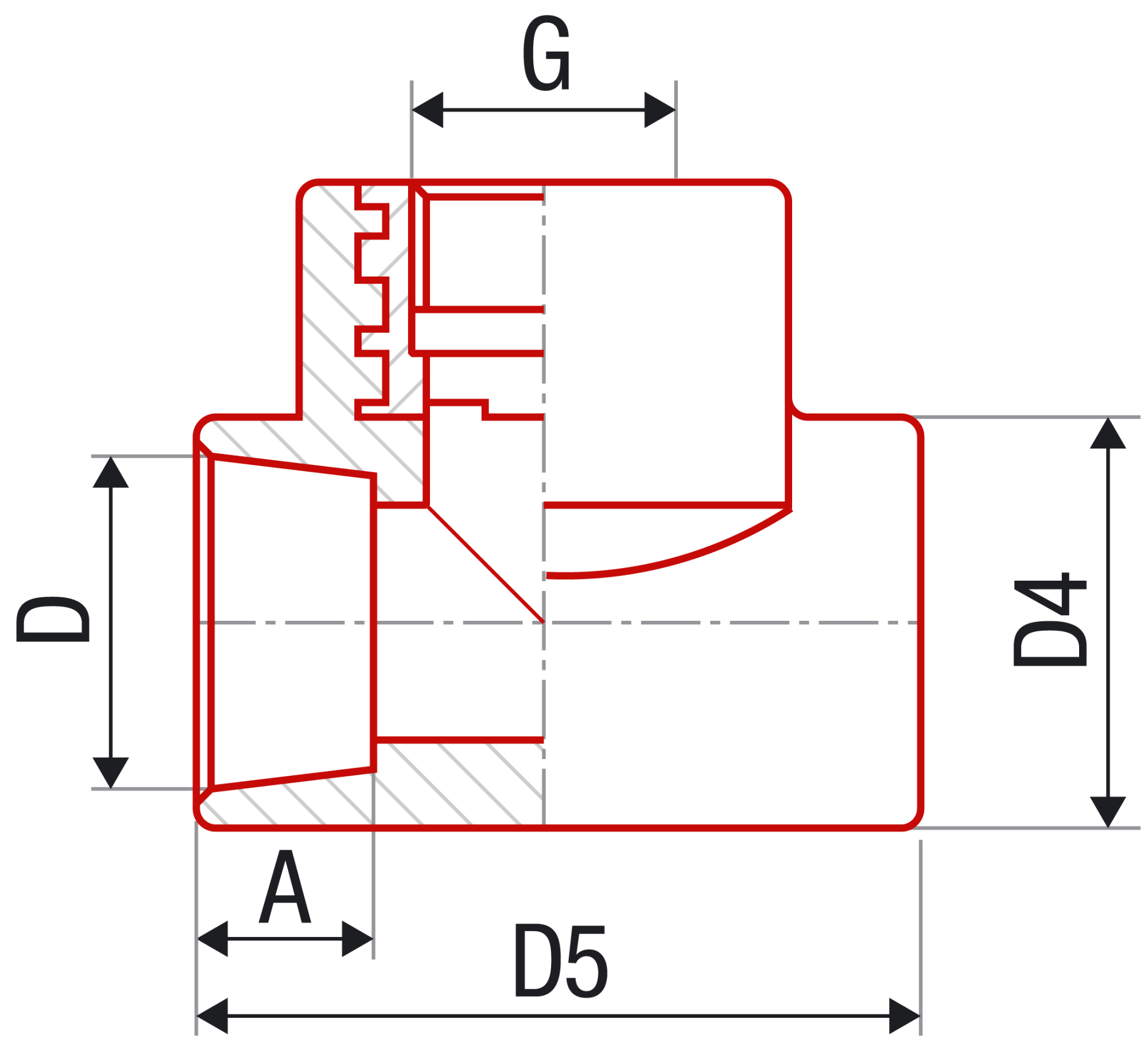 Тройник с резьбой FV-plast 25х3/4"В полипропилен AA222025034