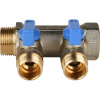 Коллектор 2 выхода STOUT 3/4"x1/2" с кранами, синии ручки SMB 6201 341202