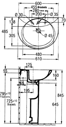 Раковина Jacob Delafon Odeon Up E4736-00 белый 600х190х490