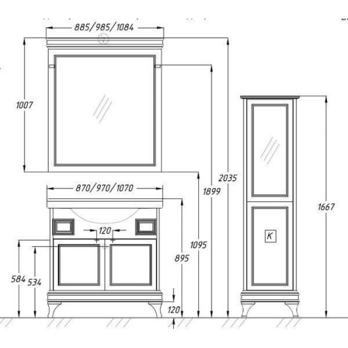 Пенал Opadiris Борджи 45 L левый, слоновая кость Z0000012761
