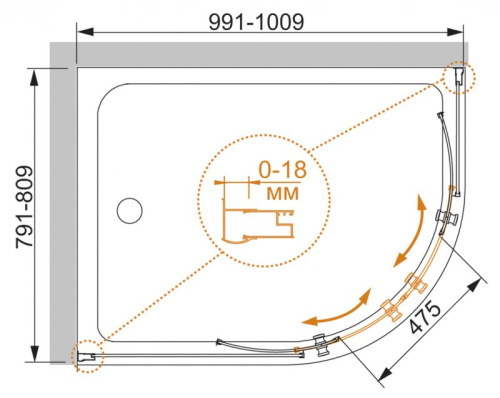 Душевой уголок 120x80 Cezares PRATICO-RH-2-120/80-C-Cr