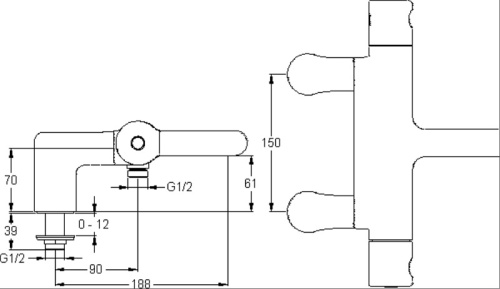 Смеситель для ванны Jacob Delafon Singulier E10871-CP Хром, на деку ванны, термостатический