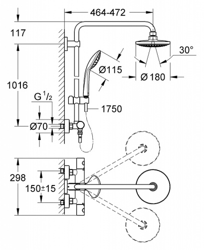 Душевая система Grohe Euphoria 27296001 с термостатом