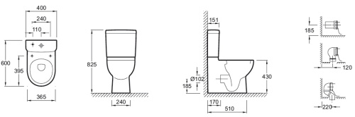 Бачок Jacob Delafon Odeon Up E4742-00 белый 400х400х151