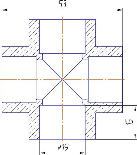 Крестовина Kalde 20х20х20х20 полипропилен 3212-crs-200000