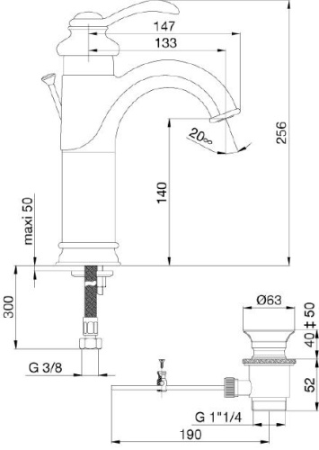 Смеситель для раковины Jacob Delafon Fairfax E72091-CP хром, высокий, донный клапан