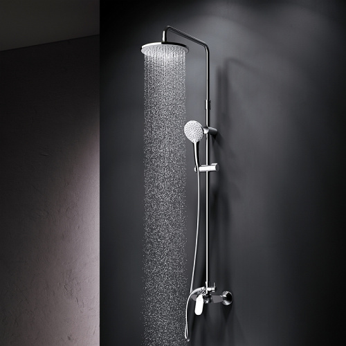 Душевая система Am.Pm Sunny F0785C800 хром: смеситель, стойка с верхним душем, ручной душ