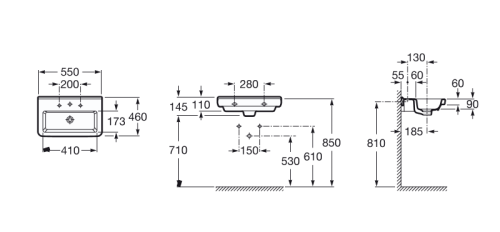 Раковина Roca Dama-N 550x460 настенная 327786000
