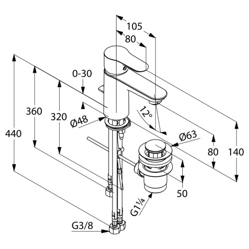 Смеситель для раковины Kludi Objekta 322340575 хром