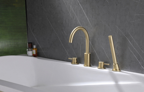 Смеситель для ванны ABBER Wasser Kreis AF8113G на борт ванны, золото матовое